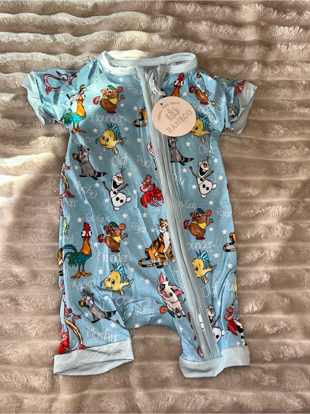 BAMBOO Sky Blue Disney Character Short Sleeve Bamboo One-Piece